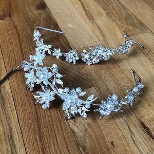 Never worn silver and pearl hair pieces